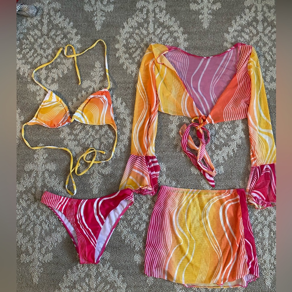 Halter Bikini Swimsuit Cover Up Set